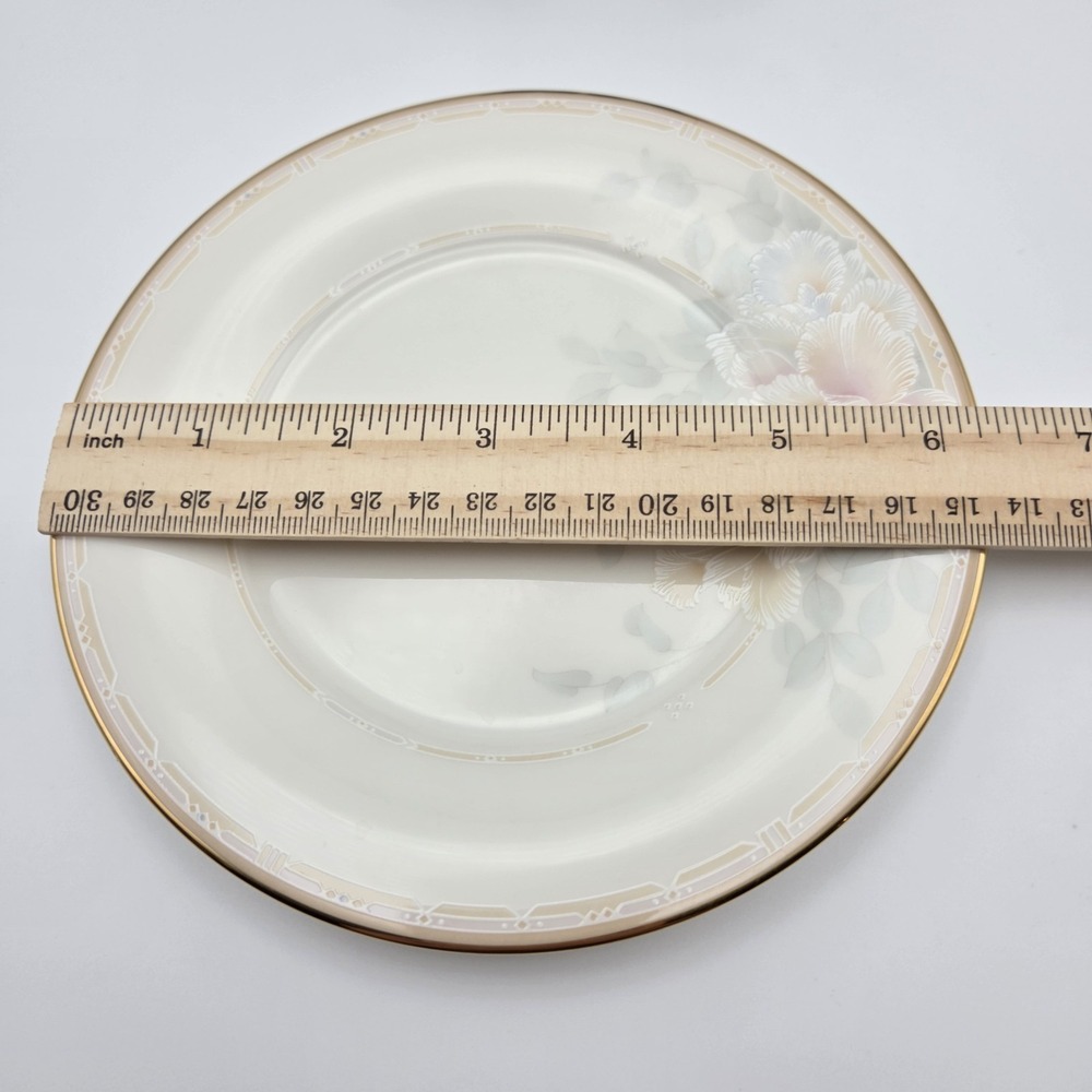 Set Of 6 Noritake Sweet Surprise Bread Plates #7702 Iris Floral Gold Rim MINT! - Picture 6 of 6